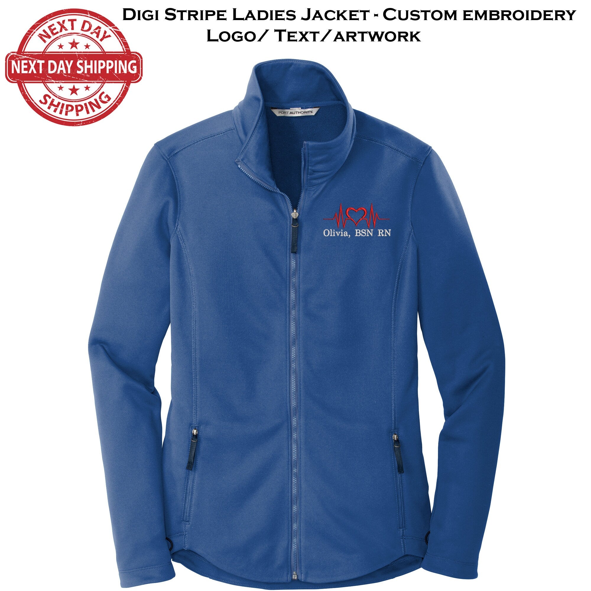 Custom Embroidery smooth Fleece Jacket for Female RN. Female Nurse Fleece Jacket. Female RN Full Zip Fleece Jacket. Nurse gift. RN gift