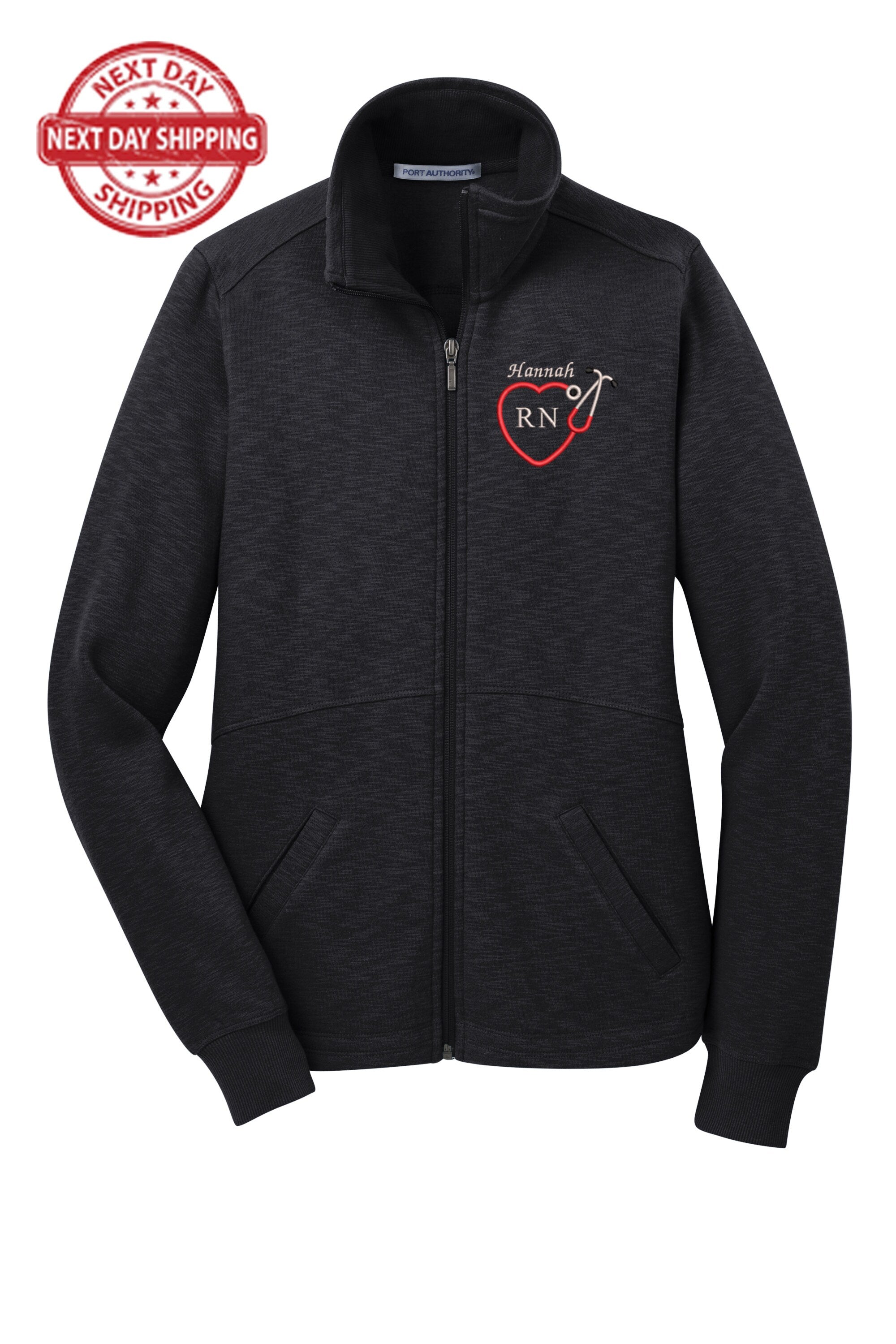 Personalized Embroidery Fleece Jacket for Female RN. Female Nurse Fleece Jacket. Female RN Full Zip Fleece Jacket. Nurse gift. RN gift.