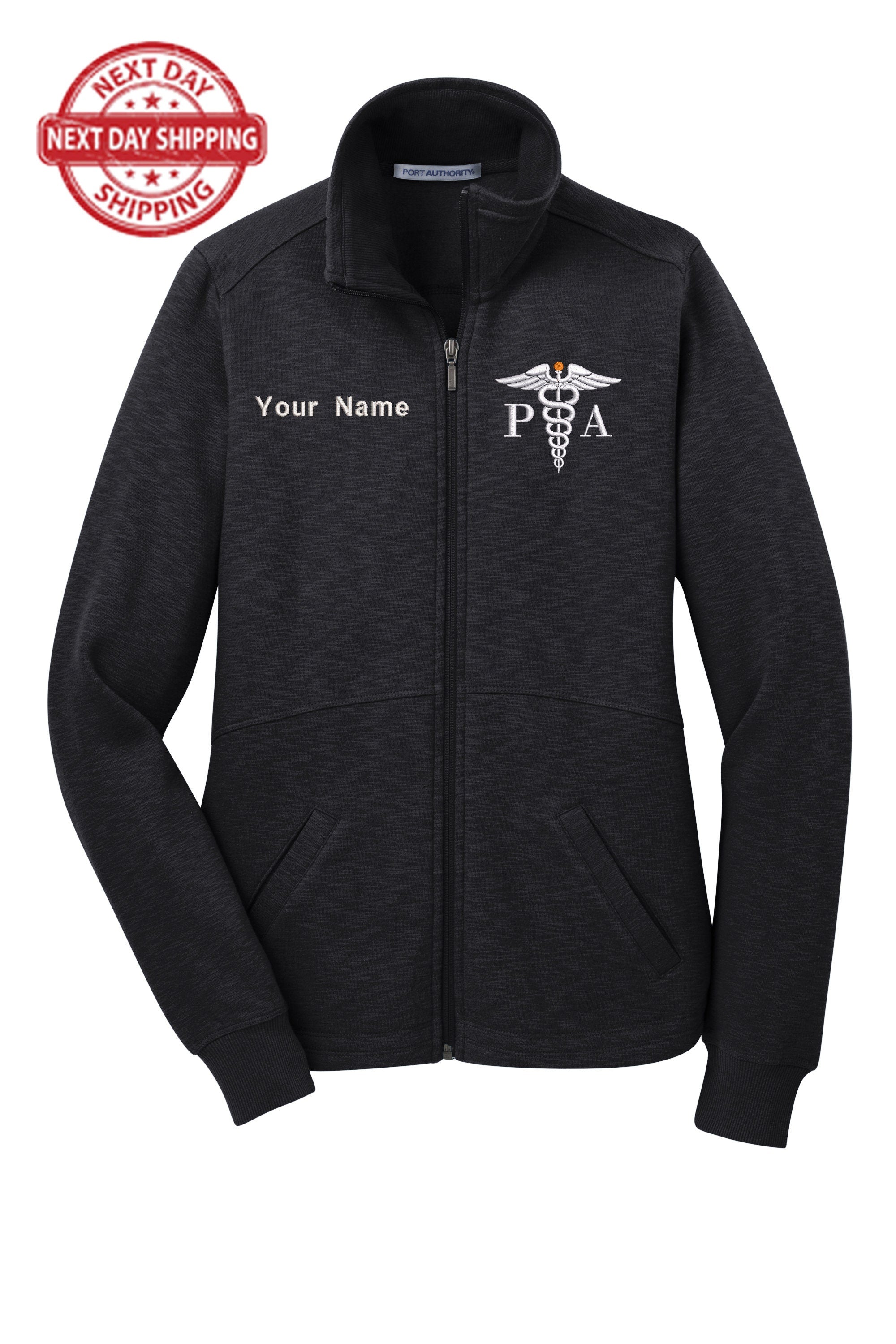 Personalized Embroidery Fleece Jacket for Female PA. Female physician assistant Fleece Jacket. Female PA Full Zip Fleece Jacket. PA gift.